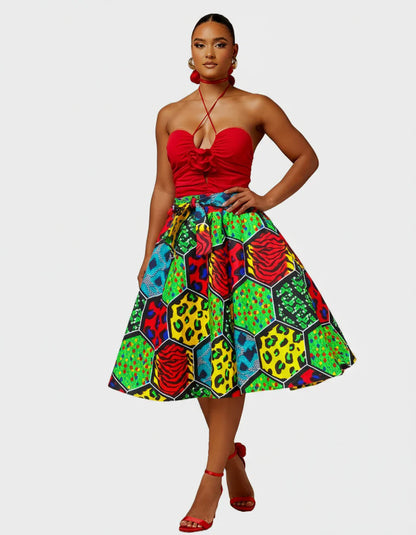 Woman Mid Length Flared Skirt