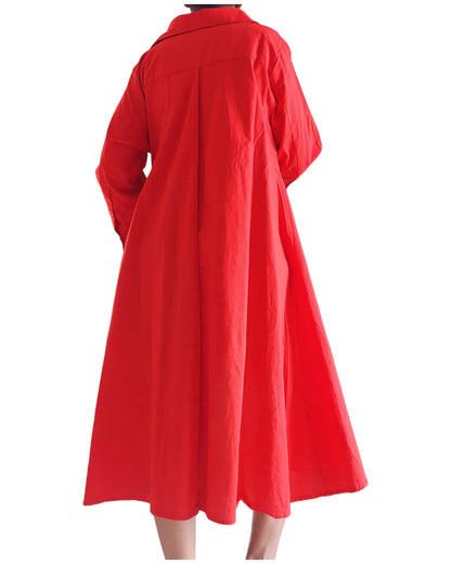 Cotton Swing Dress- Red