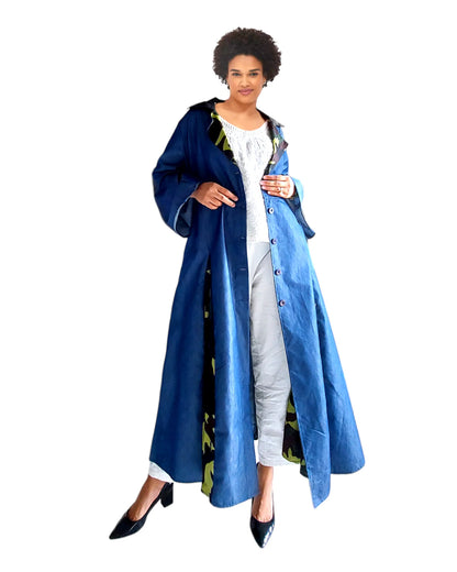 Denim Kimono Panel Dress - Camouflage Print