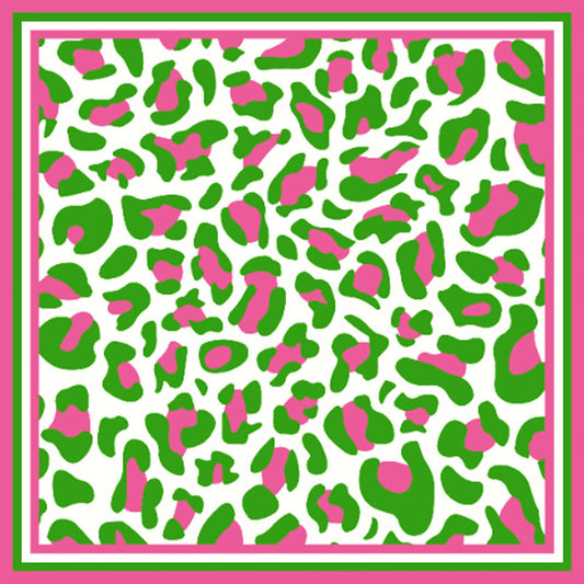 Pretty Girl Leopard Pattern Printed Square Silky Satin Scarf Shawl
