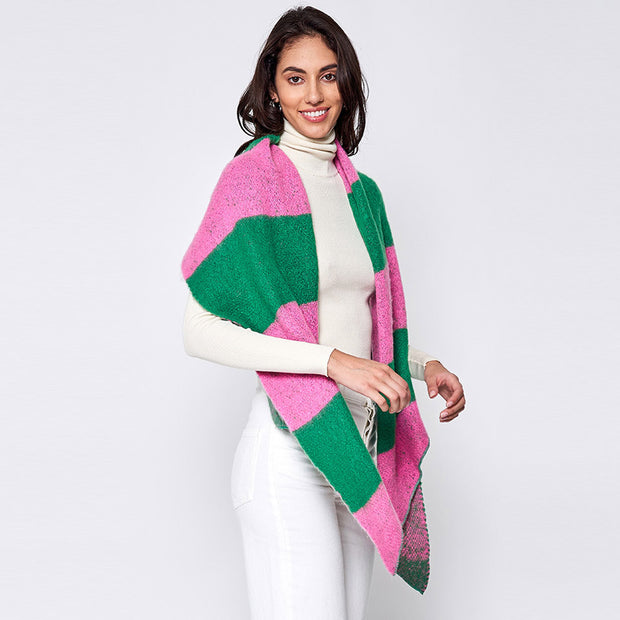 Color Block Scarf Pink and Green