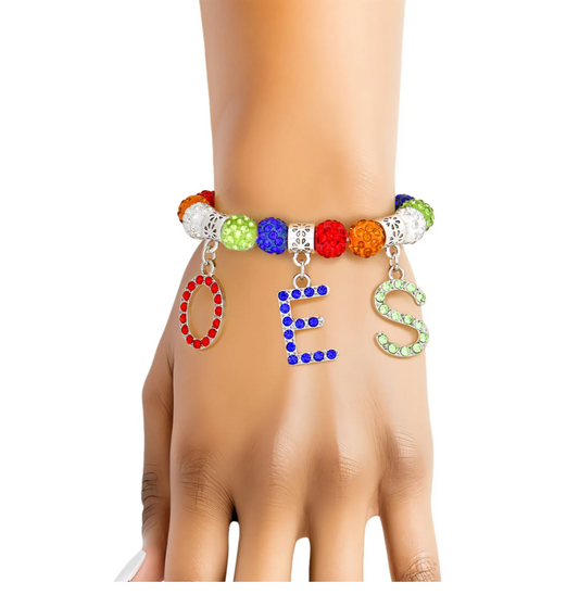 OES Sorority Multicolor Bead Bling Letter Bracelet
