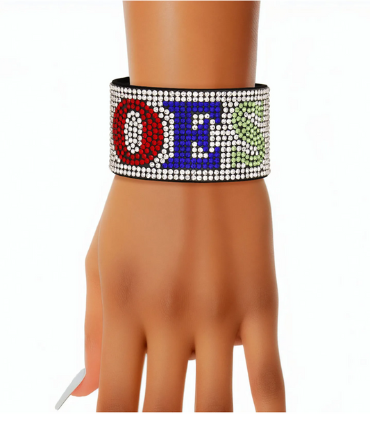 OES Sorority Clear Rhinestone Magnetic Bracelet