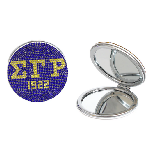 SGRHO Sorority Blue and Gold Bling Mirror Compact