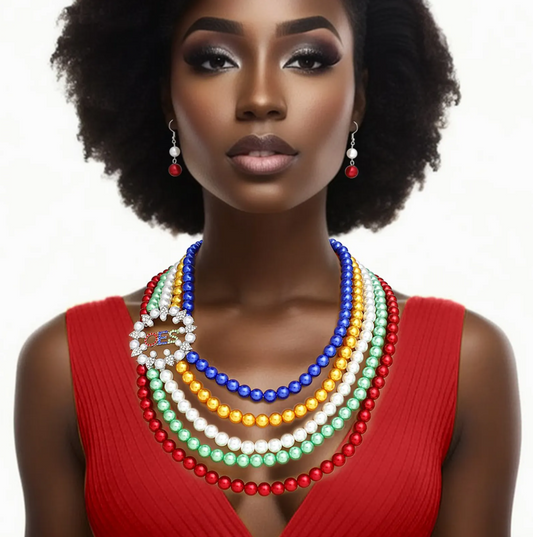 OES Sorority Multi Pearl Elegant Necklace Women