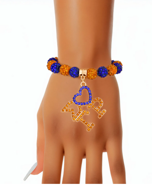 SGRHO Blue Gold Bling Sorority Charm Bracelet
