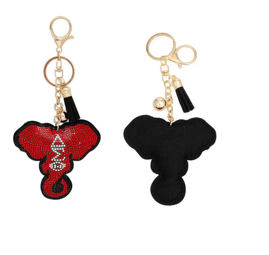 DST Sorority Elephant Head Red Padded Keychain