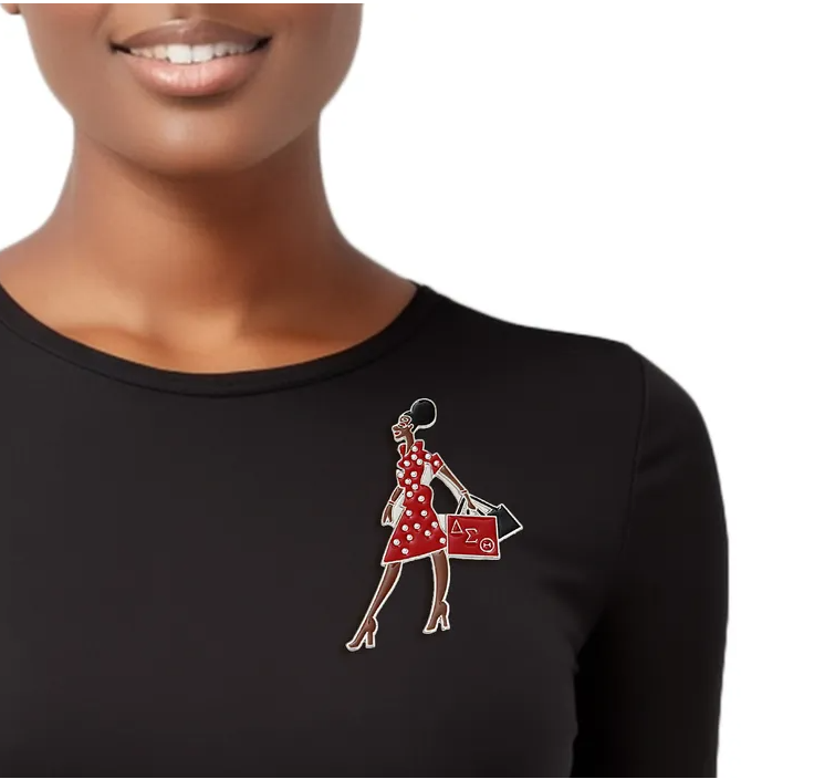 DST Sorority Glam Gal Shopping Brooch for Women
