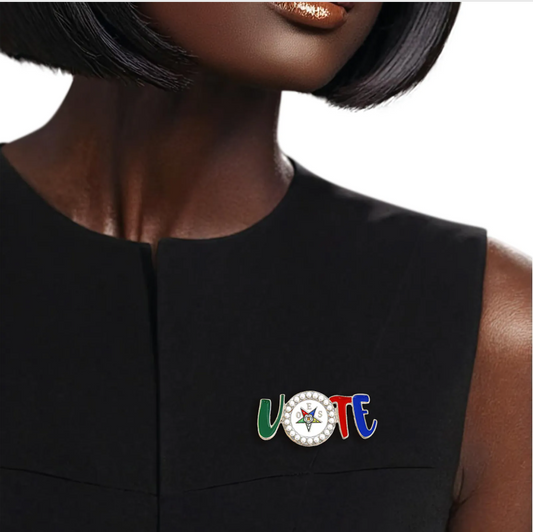 OES Sorority VOTE Brooch Pin for Women