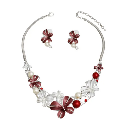 Collar Refined Red White Butterfly DST Necklace