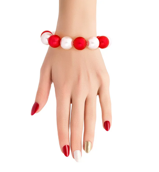 DST Red White Bubble Gum Pearl BraceletDST Red White Bubble Gum Pearl Bracelet