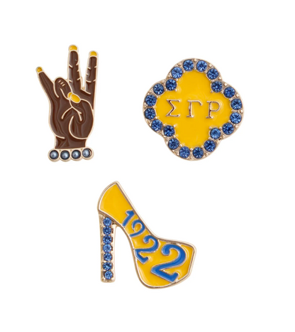 Blue Gold 3 Pcs Sorority Pins