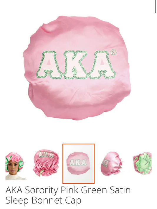 Pink Green Satin Sleep Bonnet Cap