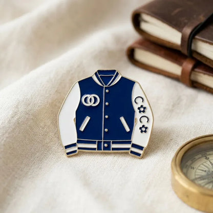 Brooch Blue and White Varsity Jacket Flower Pin