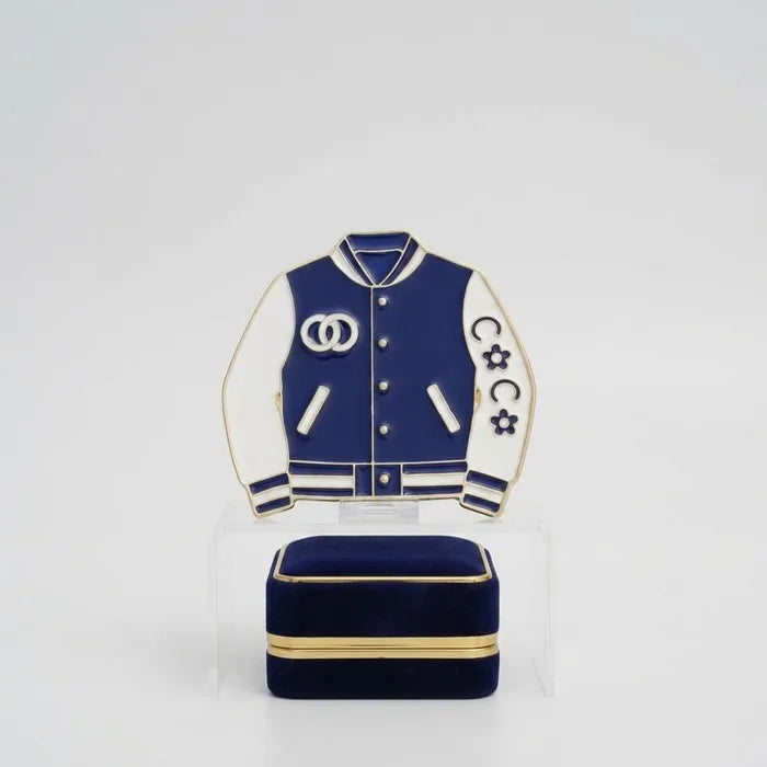 Brooch Blue and White Varsity Jacket Flower Pin