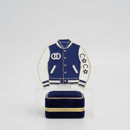 Brooch Blue and White Varsity Jacket Flower Pin