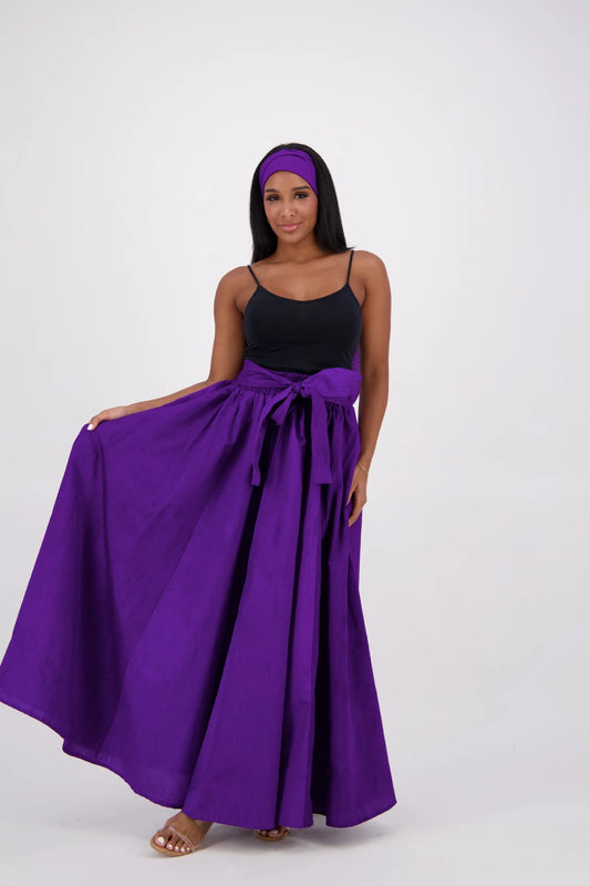 Purple SIlk/Poly Blend Long Maxi Skirt