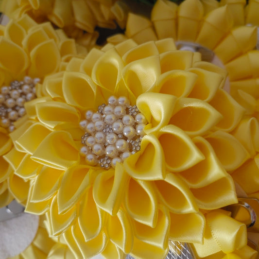 Chi Eta PHi Magnetic Corsages Yellow Satin Ribbon Brooch