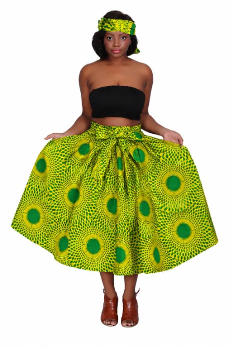 Vibrant Yellow & Green Ankara Circle Pattern Chi Eta Phi