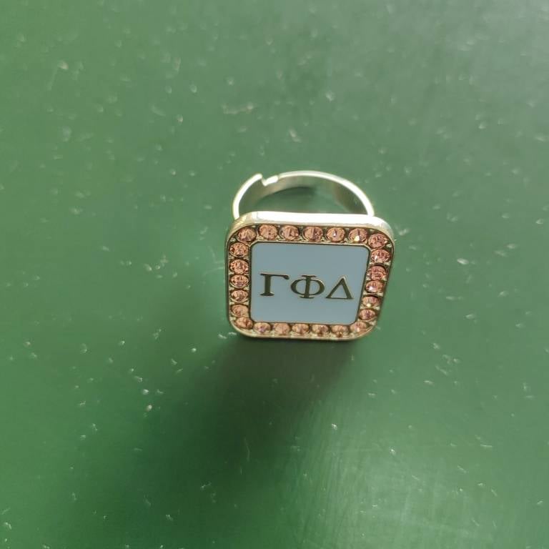 Gamma Phi Delta Ring Adjustable Copper Alloy 2x2cm Greek Letters Ring