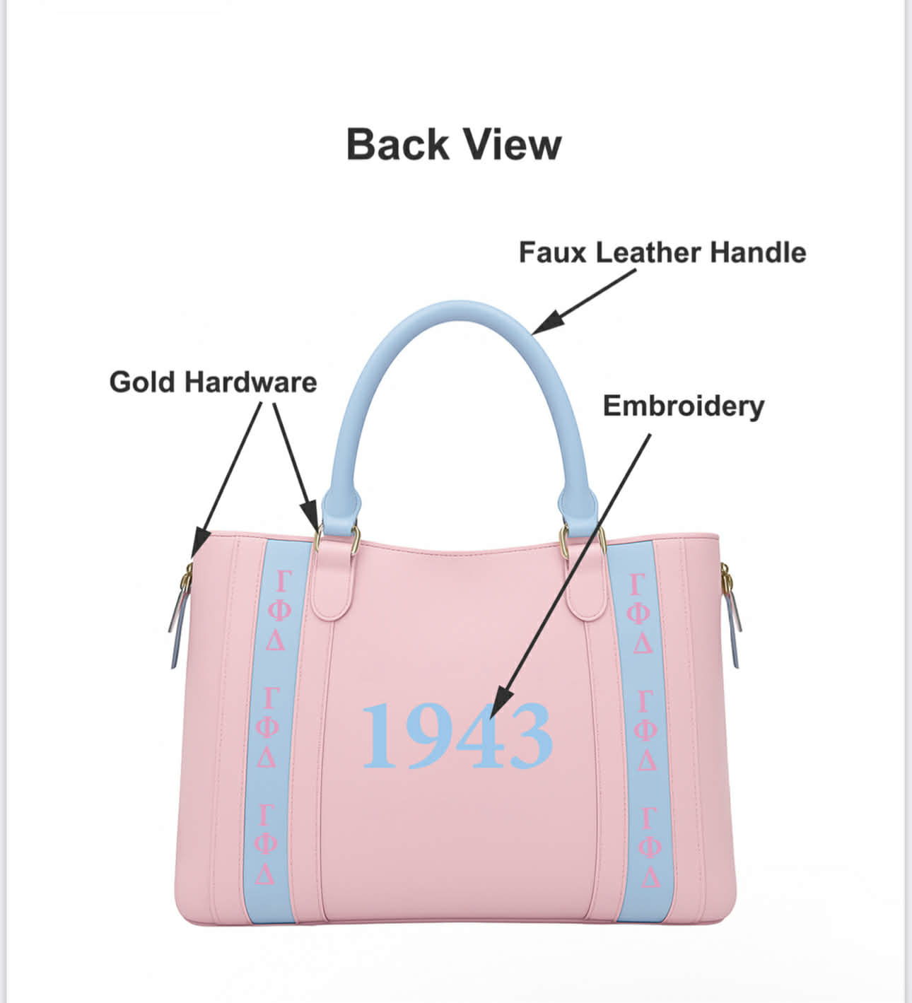 Gamma Phi Beta Faux Leather  Bag High Quality-Price change with Group Orders of 25 or more.