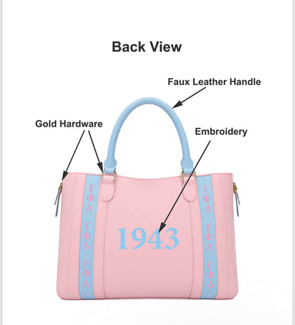 Gamma Phi Beta Faux Leather  Bag High Quality-Price change with Group Orders of 25 or more.