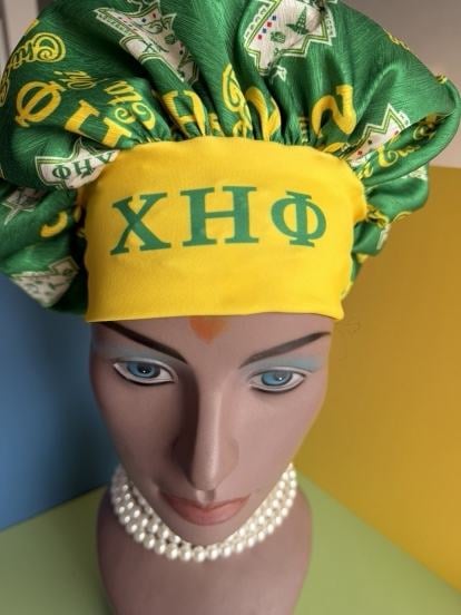 2 Layers Chi Eta Phi 1932 Decorative Greek Letters Sorority Twill Satin Bonnet With Satin Lining Chi Eta Phi