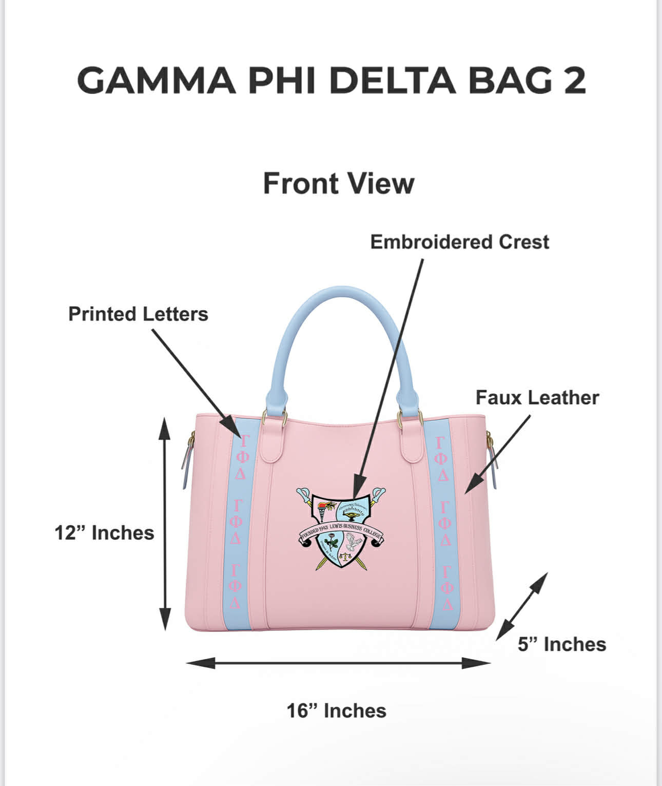 Gamma Phi Beta Faux Leather  Bag High Quality-Price change with Group Orders of 25 or more.