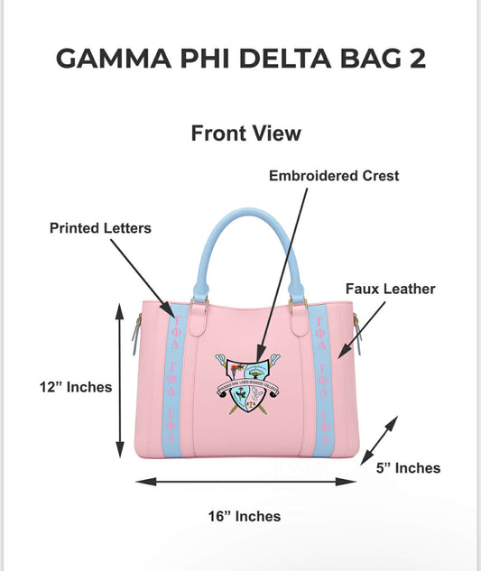 Gamma Phi Beta Faux Leather  Bag High Quality-Price change with Group Orders of 25 or more.