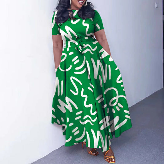 Green and white Graffiti Dress