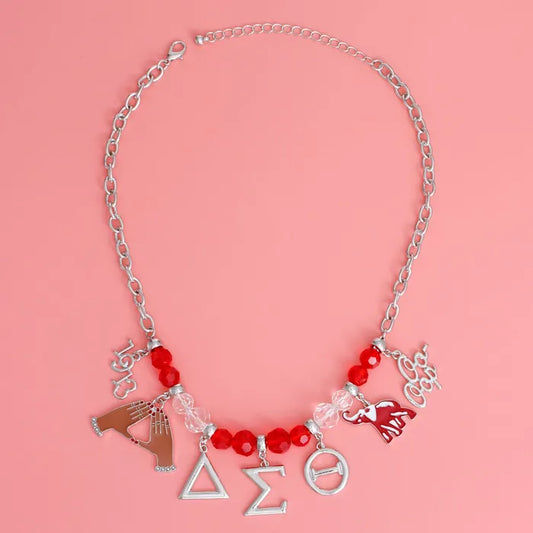 Red Clear Glass Bead DST Necklace