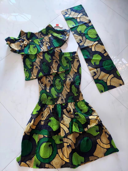 Smock Fit & Flare Skirt & Blouse Set-