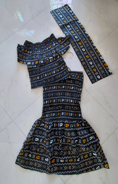 Smock Fit & Flare Skirt & Blouse Set