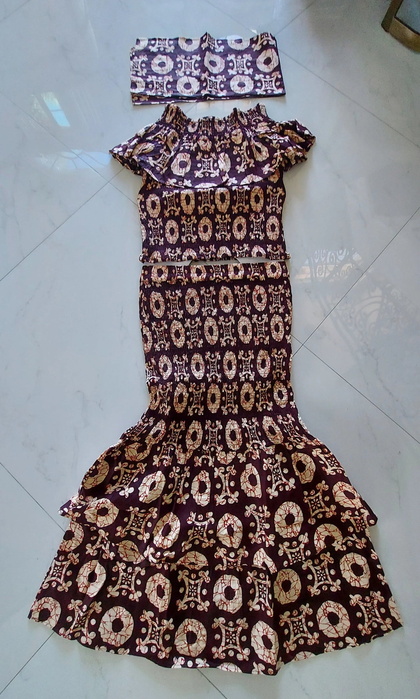 Smock Fit & Flare Skirt & Blouse Set-