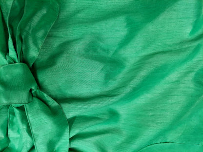 Faux Silk Wrap Dress / Mid Length  Green