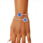 ZPB Sorority Rhinestone Blue Clover Open Bangle