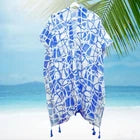 ZPB Sorority Blue White ColorBlock Swirl Kimono