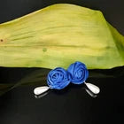 ZPB Blue Rose White Pearl Teardrop Stud Earrings