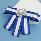 ZPB Sorority Blue White Bow Tie Style Brooch