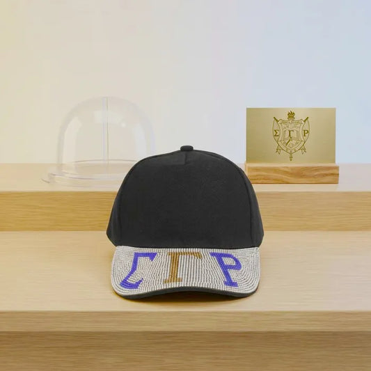 SGRHO Black Canvas Greek Brim Baseball Cap