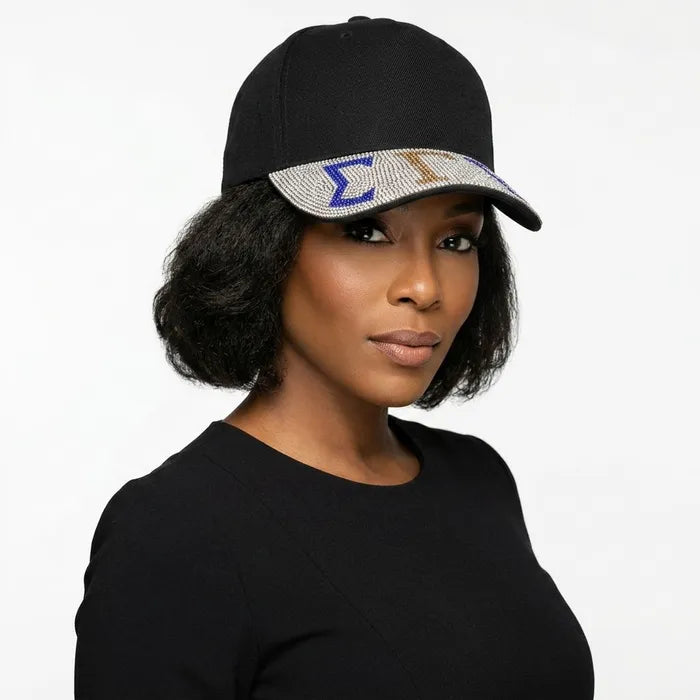SGRHO Black Canvas Greek Brim Baseball Cap