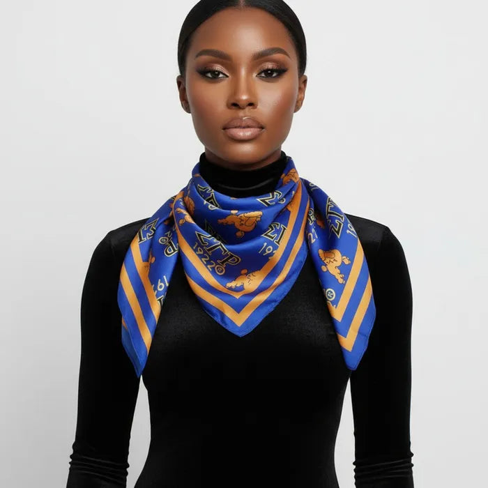 SGRHO Dark Blue and Yellow Poodle Square Scarf