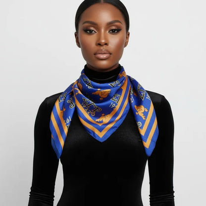 SGRHO Dark Blue and Yellow Poodle Square Scarf