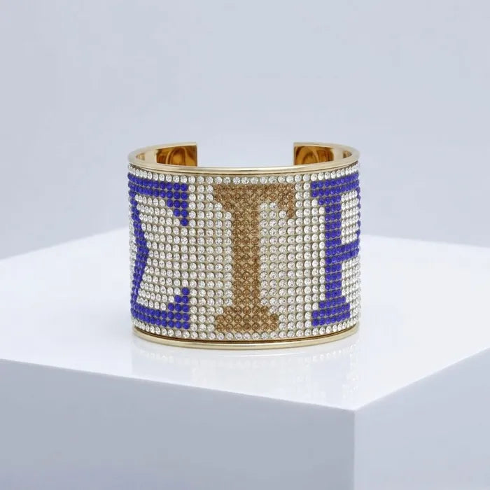 SGRHO Greek Rhinestone 2 inch Gold Cuff Bracelet