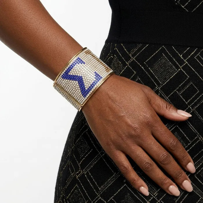 SGRHO Greek Rhinestone 2 inch Gold Cuff Bracelet