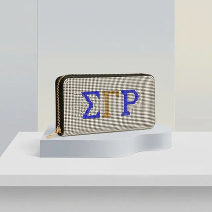 SGRHO Greek Rhinestone Encrusted Zipper Wallet