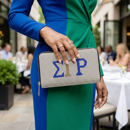 SGRHO Greek Rhinestone Encrusted Zipper Wallet