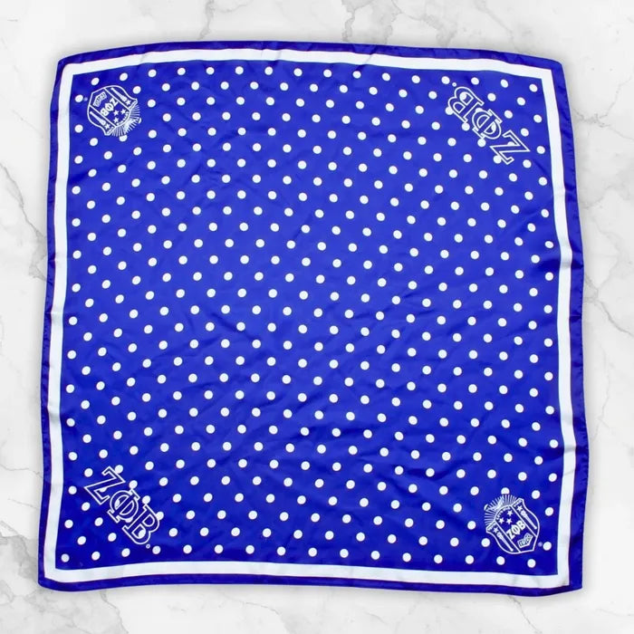 ZPB Blue and White Polka Dot Square Sorority Scarf