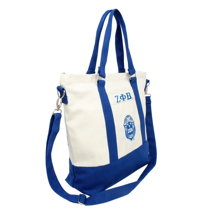 ZPB Sorority Thick Canvas Embroidered Tote Bag