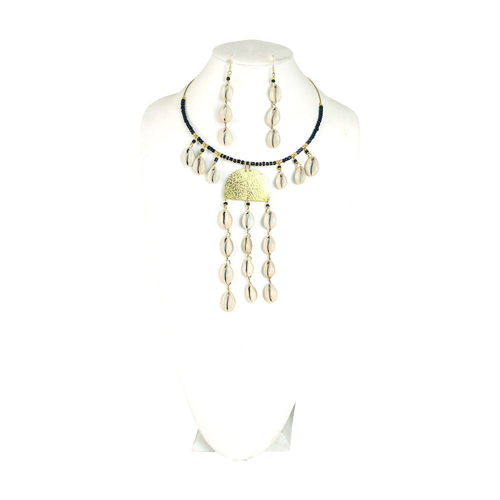 Mama Jojo Shell & Brass Arch Necklace & Earring